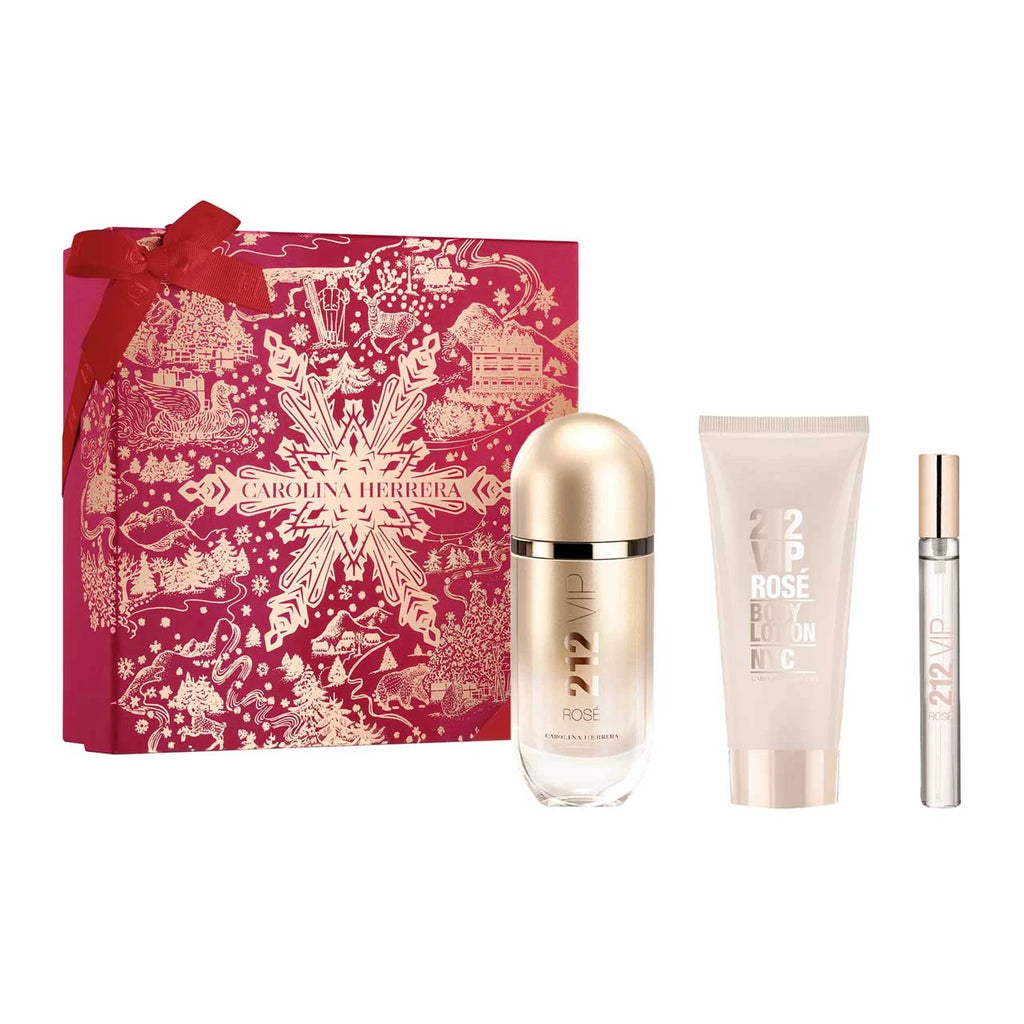 Carolina Herrera 212 VIP Rose Estuche 3 Piezas Dama EDP 80ml + Locion Corporal 100ml + Miniatura 10ml Navidad