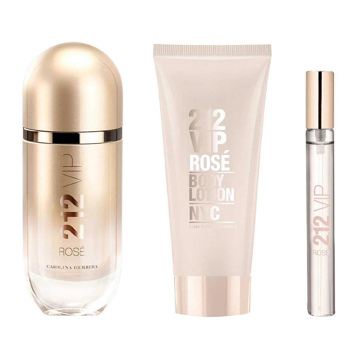 Carolina Herrera 212 VIP Rose Estuche 3 Piezas Dama EDP 80ml + Locion Corporal 100ml + Miniatura 10ml Navidad