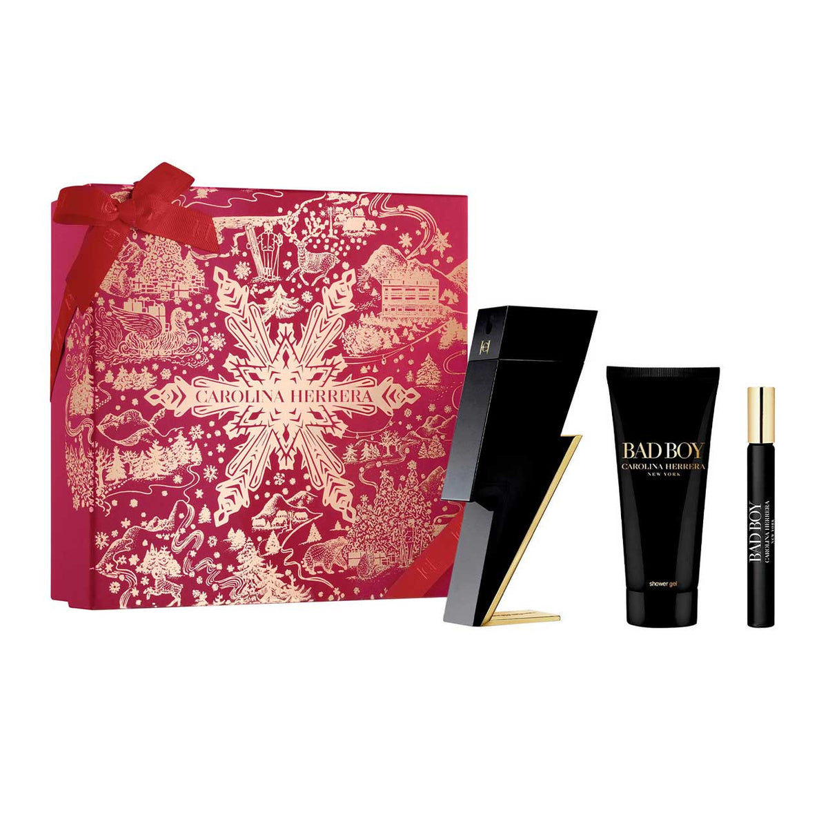 Carolina Herrera Bad Boy Estuche 3 Piezas Caballero EDT 100ml + Gel de Baño 100ml + Miniatura 10ml Navidad