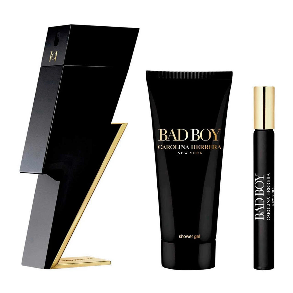 Carolina Herrera Bad Boy Estuche 3 Piezas Caballero EDT 100ml + Gel de Baño 100ml + Miniatura 10ml Navidad