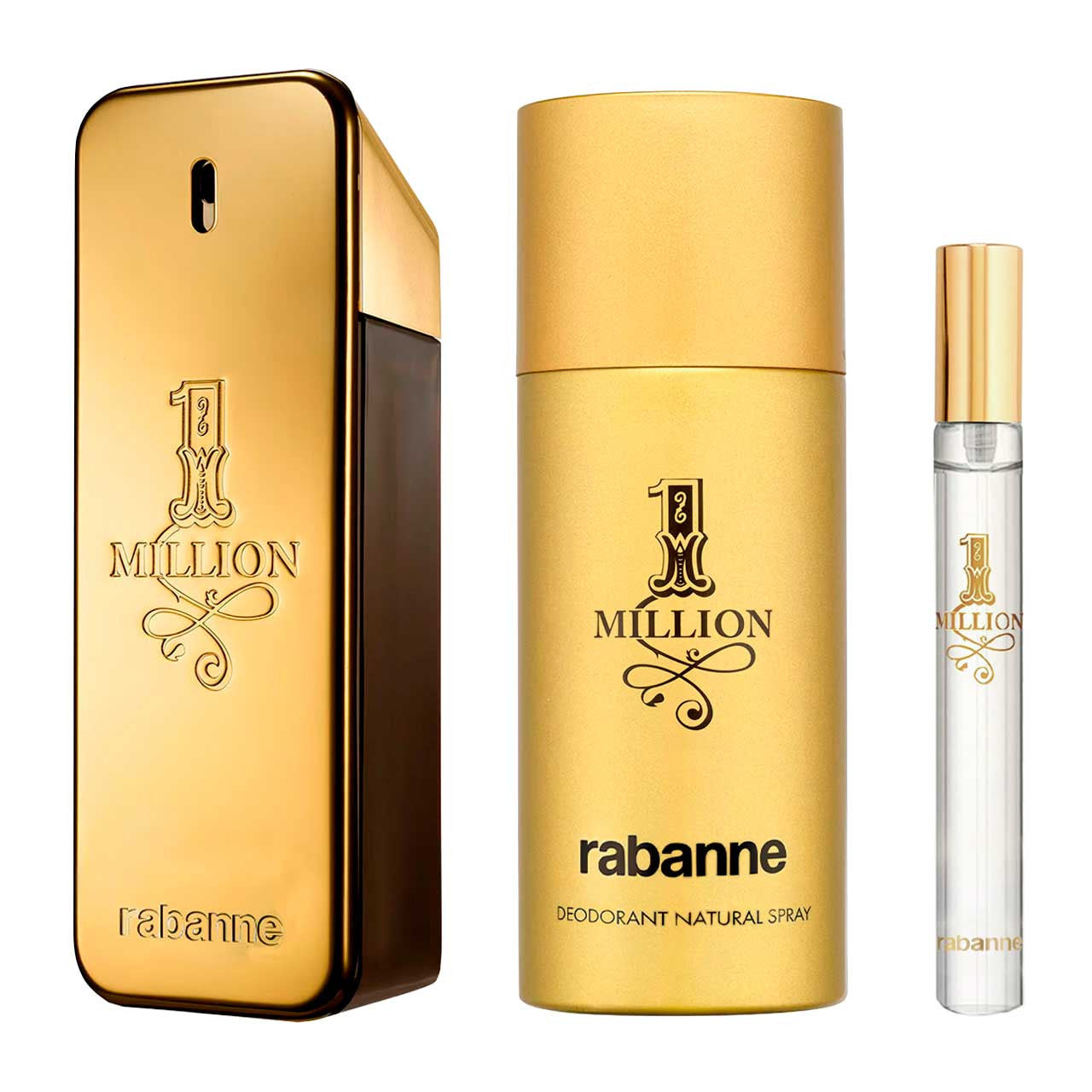Rabanne
One Million Navidad SET 3 Piezas Hombre EDT 100ml + Desodorante 150ml + Miniatura 10ml