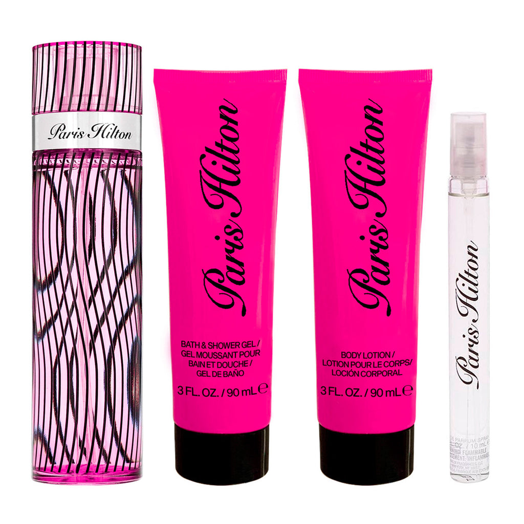 Paris Hilton SET 4 Piezas Dama EDP 100ml + Locion Corporal 90ml + Gel de Ducha 90ml + Miniatura 10ml