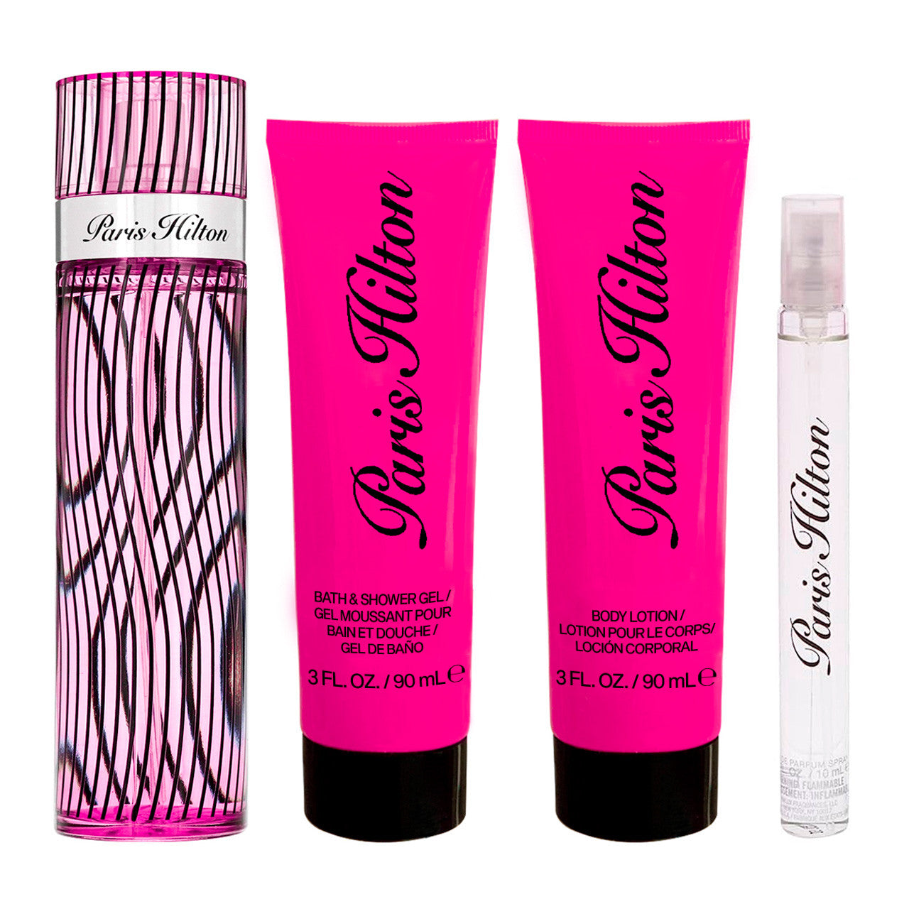 Paris Hilton SET 4 Piezas Dama EDP 100ml + Locion Corporal 90ml + Gel de Ducha 90ml + Miniatura 10ml