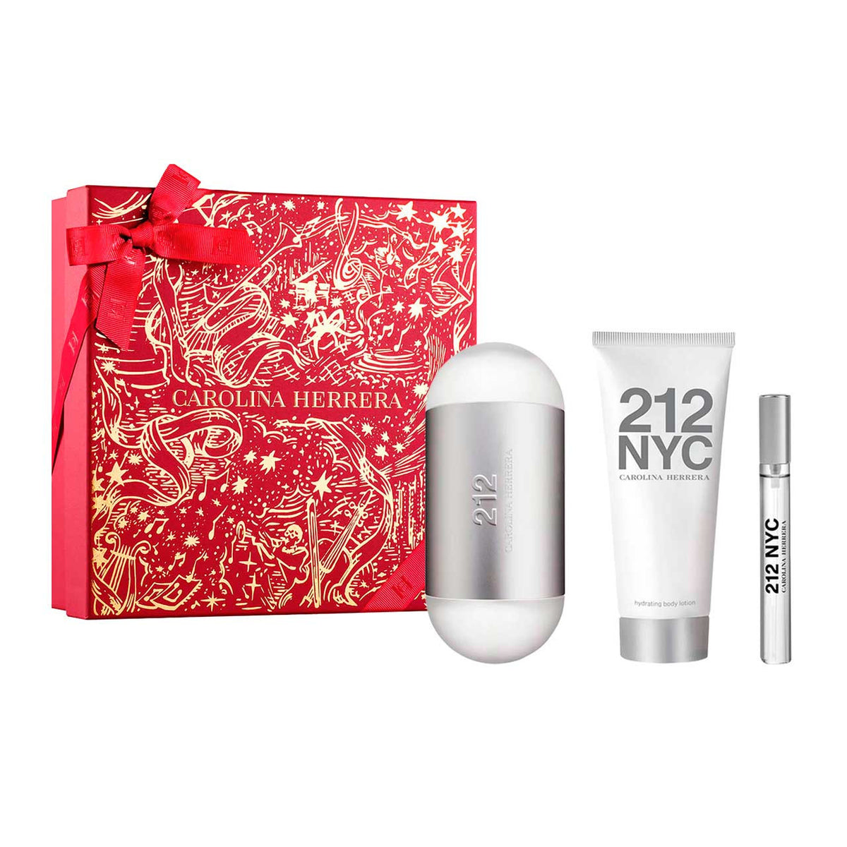 Carolina Herrera
212 Woman Navidad SET 3 Piezas Dama EDT 100ml + Locion Hidratante 100ml + Miniatura 10ml