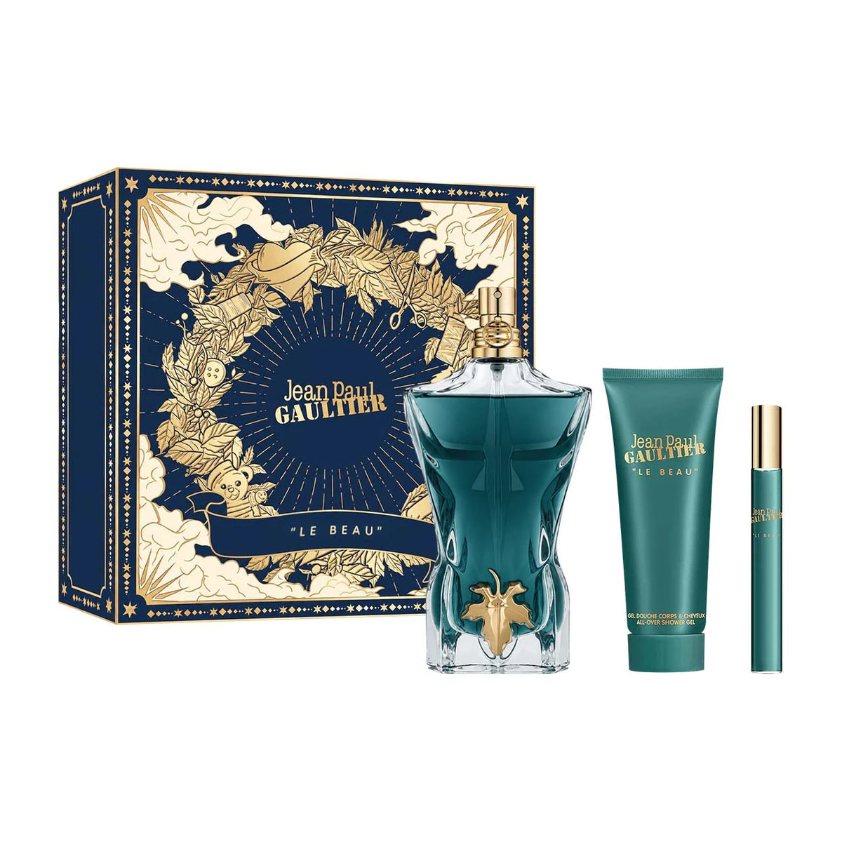 Jean Paul Gaultier Le Beau Estuche 3 Piezas Caballero (EDT 125ml + Shower Gel 75ml + Miniatura Travel Spray 10ml)