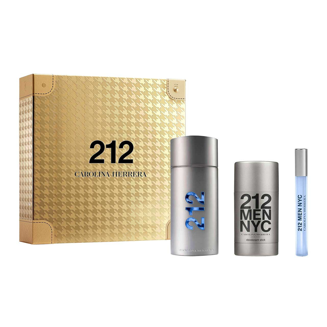 Carolina Herrera 212 Men Set 3 Piezas Caballero EDT 100ml + Desodorante 75ml + Miniatura 10ml hombre