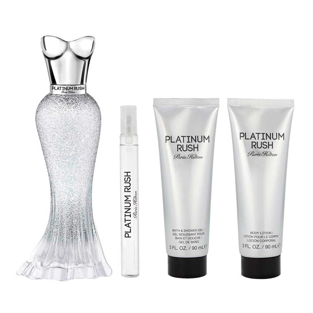 Paris Hilton Platinum Rush SET 4 Piezas Dama EDP 100ml + Locion Corporal 100ml + Gel de Ducha + Miniatura 10ml