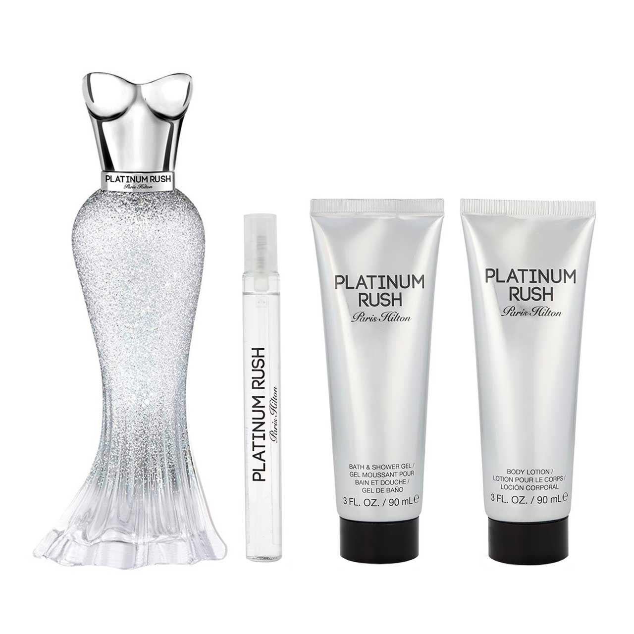 Paris Hilton Platinum Rush SET 4 Piezas Dama EDP 100ml + Locion Corporal 100ml + Gel de Ducha + Miniatura 10ml