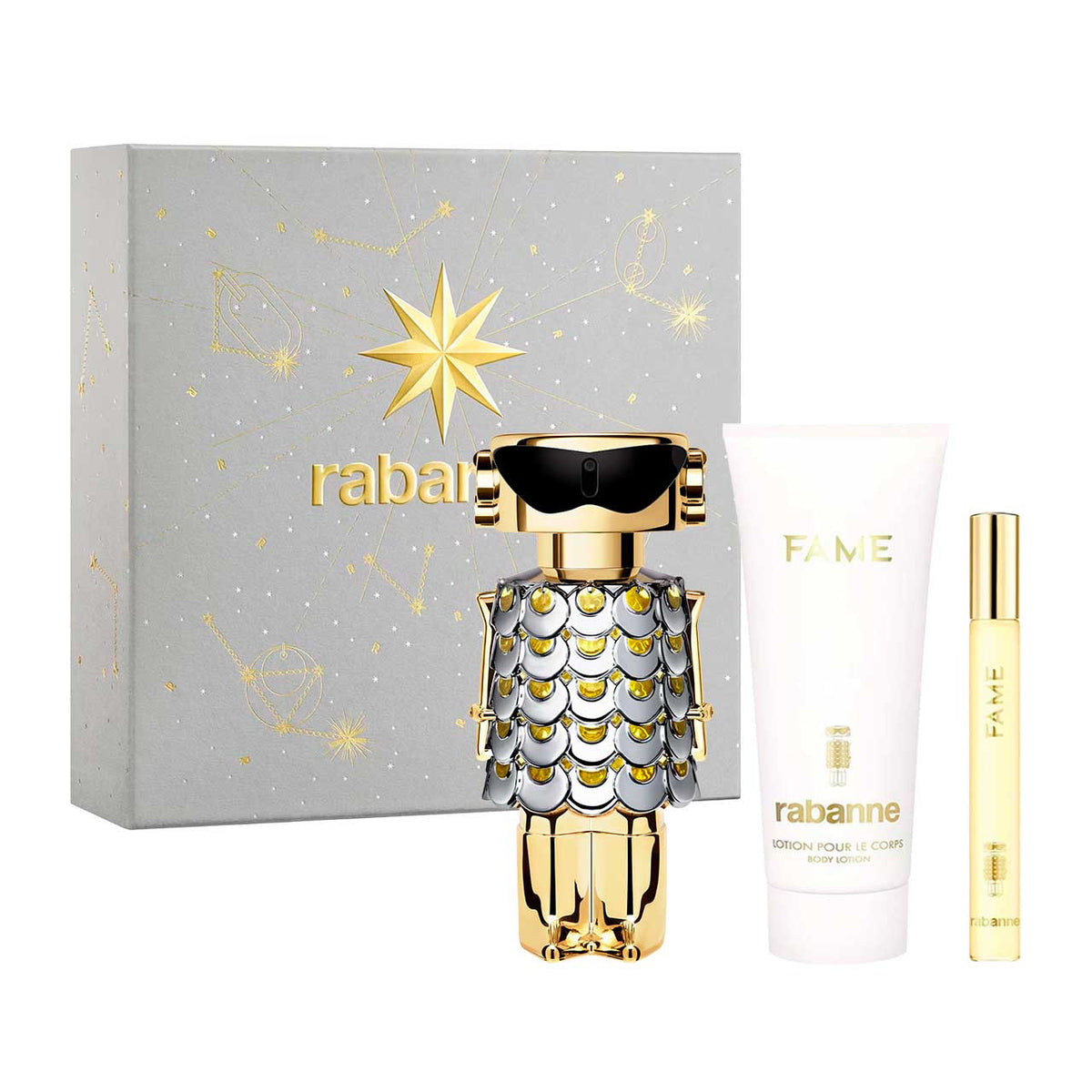 Rabanne
Fame Navidad SET 3 Piezas Dama EDP 80ml + Locion Corporal 100ml + Miniatura 10ml