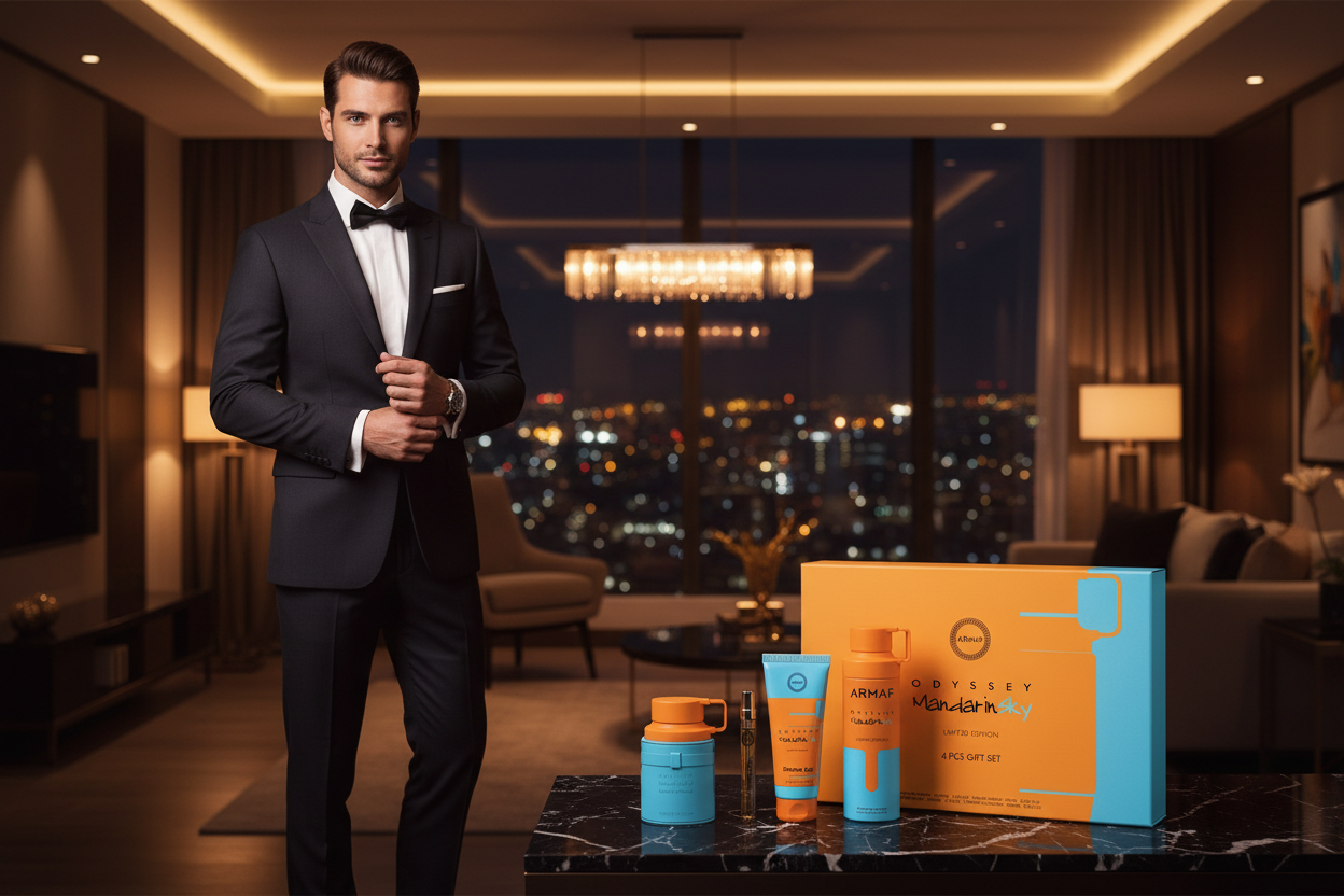 Armaf Odyssey Mandarin Sky EDP 100ml set 4 Pzs Hombre