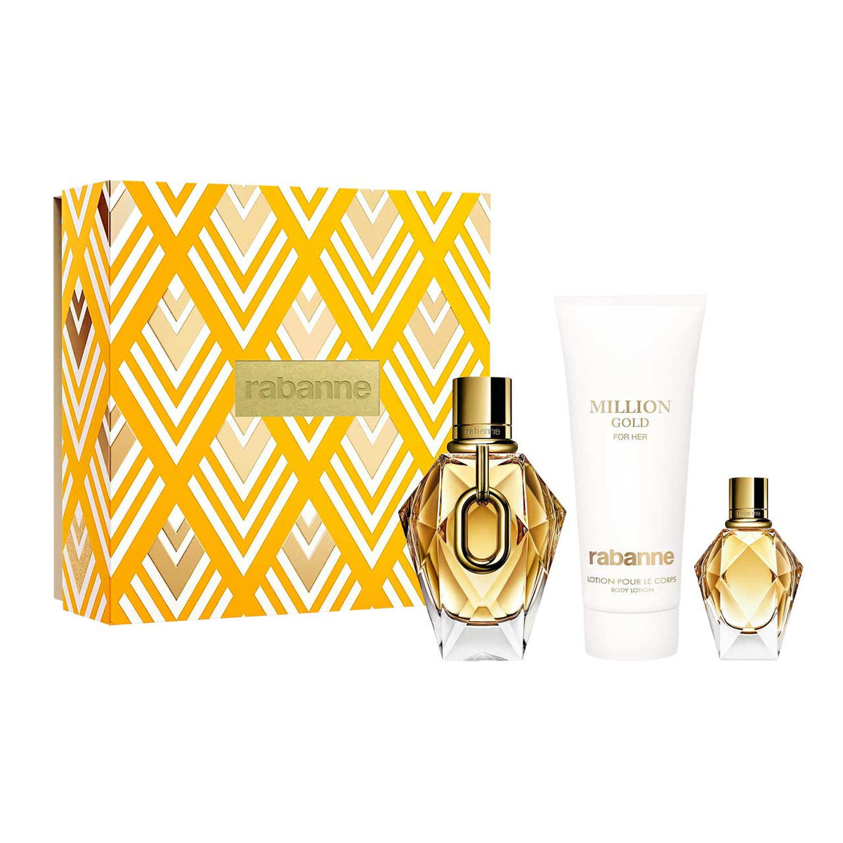 Paco Rabanne Million Gold For Her set 3 Piezas Dama EDP 90ml + Locion Corporal 100ml + Miniatura Mujer