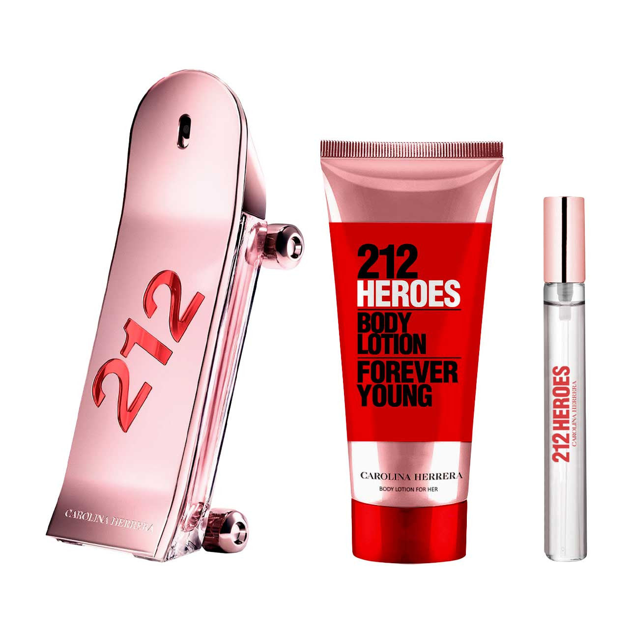 Carolina Herrera 212 Heroes SET 3 Piezas Dama EDP 80ml + Locion Corporal 100ml + Miniatura 10ml mujer