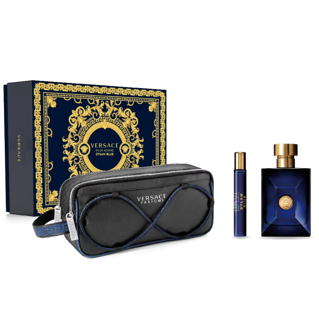 SET PERFUME VERSACE DYLAN BLUE 3 PIEZAS TROUSE EDT 100ML hombre