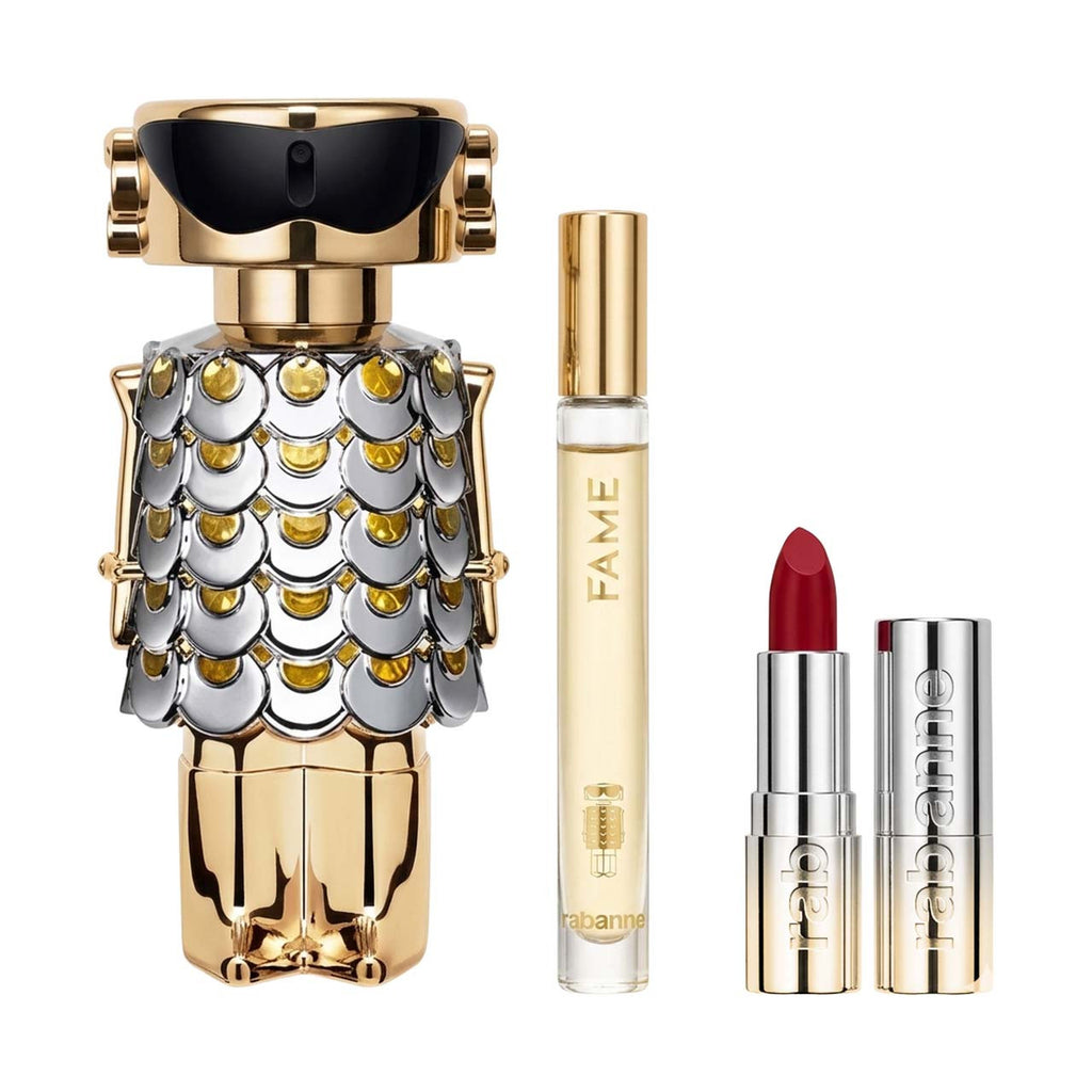 Paco Rabanne Fame Metal set 3 Piezas Dama EDP 80ml + Miniatura 10ml + Labial mujer
