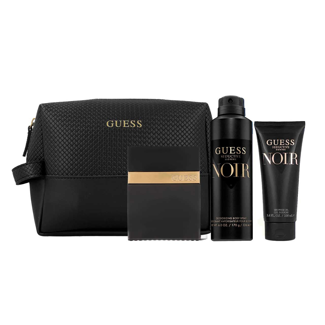 Guess
Guess Seductive Noir SET 4 Piezas Hombre EDT 100ml + Gel de Ducha 100ml + Desodorante 226ml + Bolsa de Viaje
