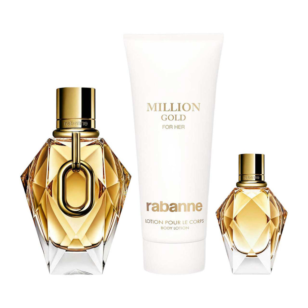 Paco Rabanne Million Gold For Her set 3 Piezas Dama EDP 90ml + Locion Corporal 100ml + Miniatura Mujer