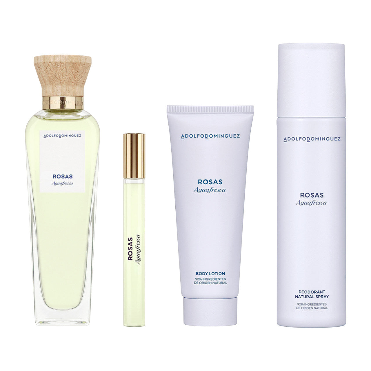 Adolfo Dominguez Rosas Agua Fresca set 4 Piezas Dama EDT 120ml + Locion Corporal 75ml + Desodorante 150ml + Miniatura 10ml mujer