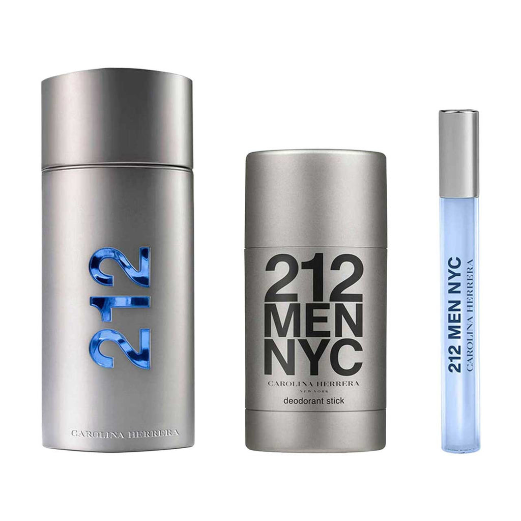 Carolina Herrera 212 Men Set 3 Piezas Caballero EDT 100ml + Desodorante 75ml + Miniatura 10ml hombre