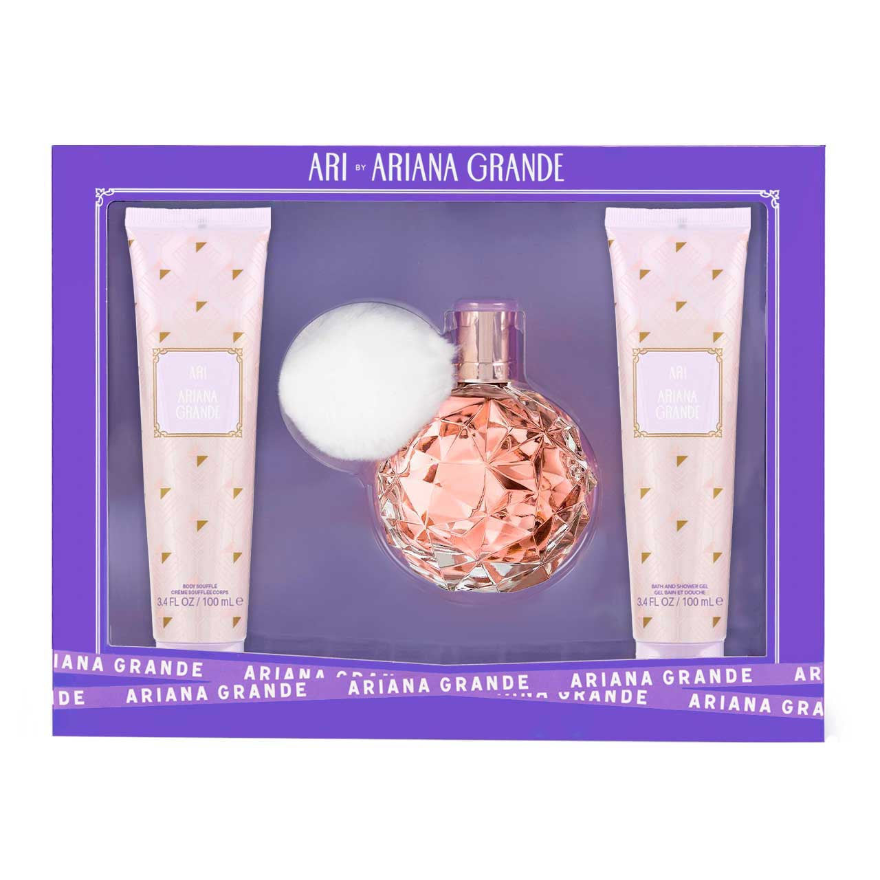 Ariana Grande
Ari by Ariana Grande SET 3 Piezas Dama EDP 100ml + Crema Corporal 100ml + Gel de Ducha 100ml