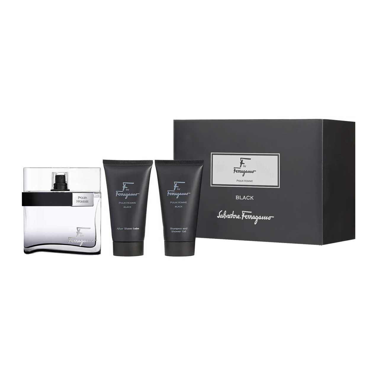 Salvatore Ferragamo F by Ferragamo Black Estuche 3 Piezas Caballero EDT 100ml + Gel de Ducha 75ml + Crema de Afeitar 75ml